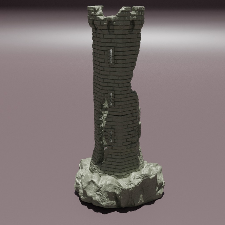 Ruined Lookout Tower - Tabletop Terrain - 28 MM image