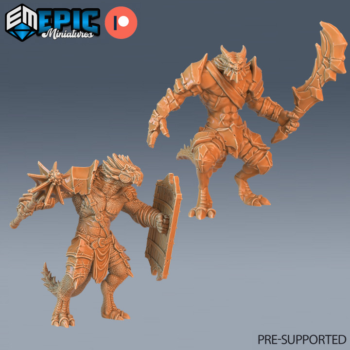 3D Printable Dragonborn Team B / Half Dragon Warrior / Draconic War ...