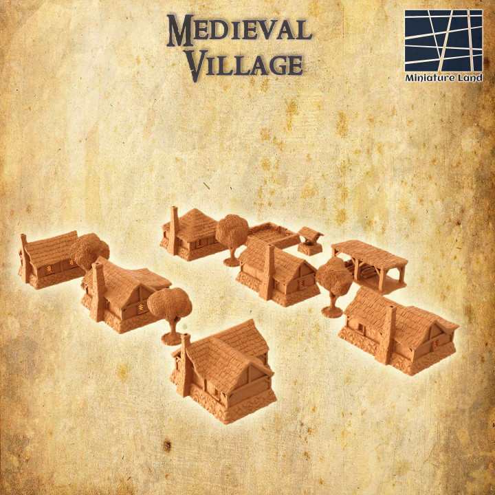 Modular Medieval Village - Tabletop Terrain - 28 MM image