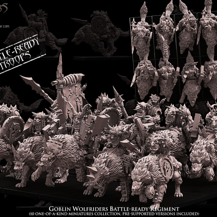 Goblin Wolfriders Battle-Ready regiment (10 mounted Goblins) image