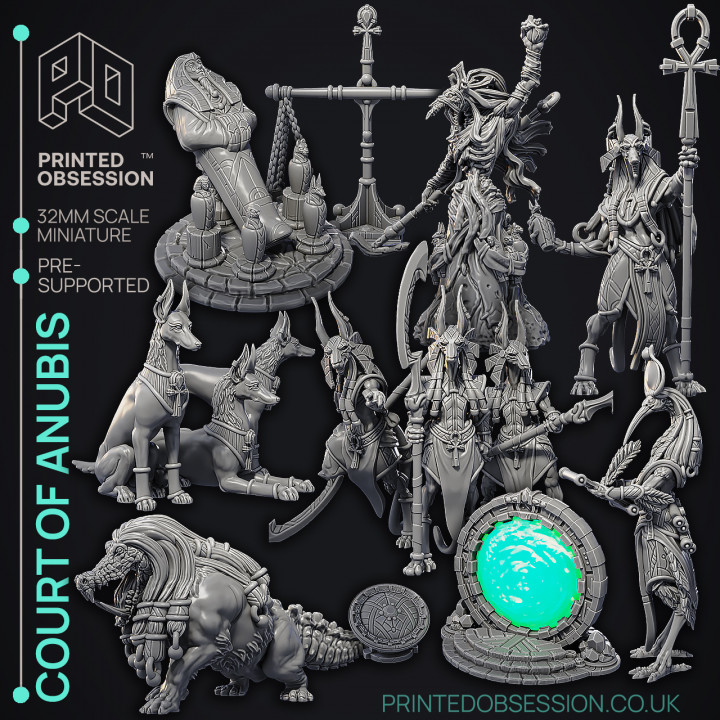 Court of Anubis - 14 Model Set - PRESUPPORTED - Illustrated and Stats - 32mm scale