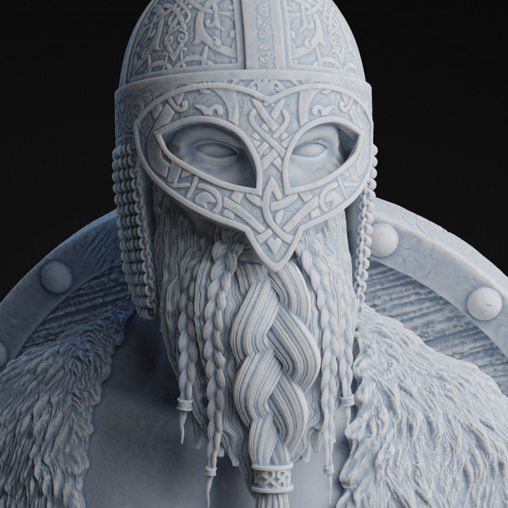 Historical Viking Bust and Plinth: A Tribute to Norse Valor image