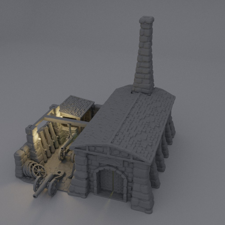 Medieval Cannon Forge - Tabletop Terrain - 28 MM image
