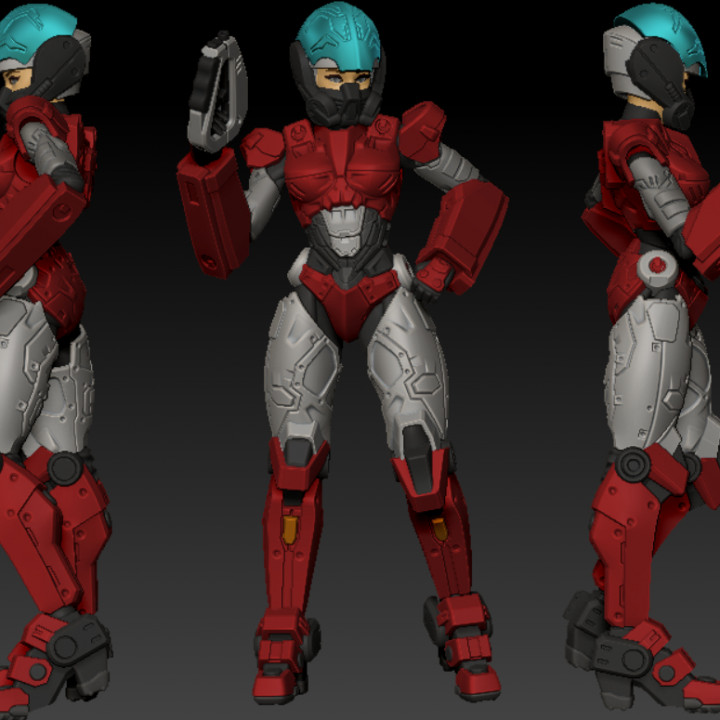 Scifi Lady Elite Soldier 100mm image