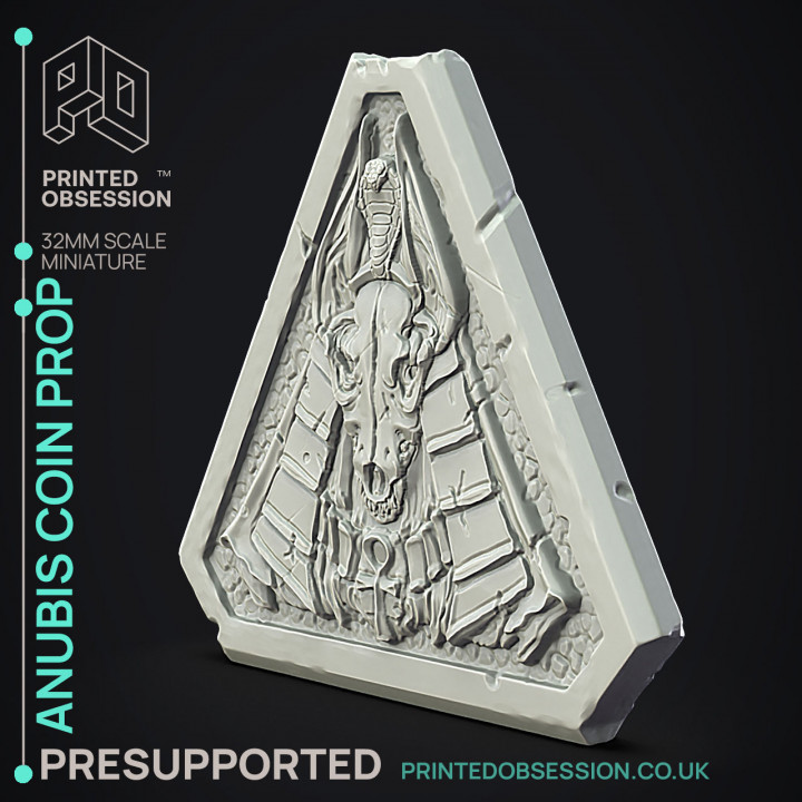 Anubis Coin - Prop - Side Quest Shop -  PRESUPPORTED - Illustrated - 32mm scale image