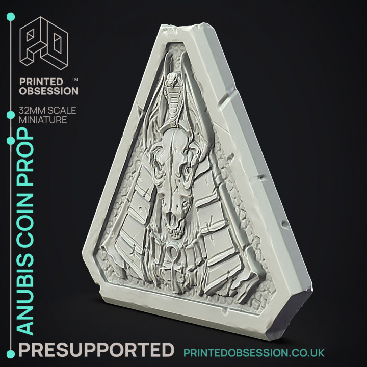 Anubis Coin - Prop - Side Quest Shop -  PRESUPPORTED - Illustrated - 32mm scale