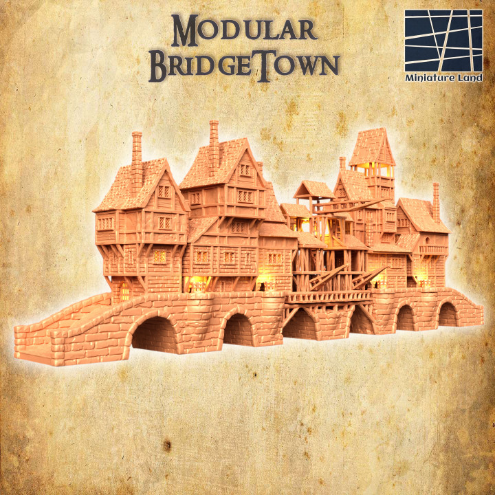 Medieval BridgeTown - Tabletop Terrain - 28 MM image