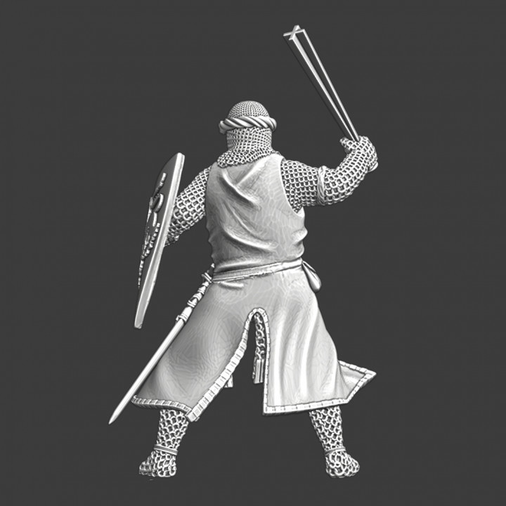 Medieval knight fighting with barmace image