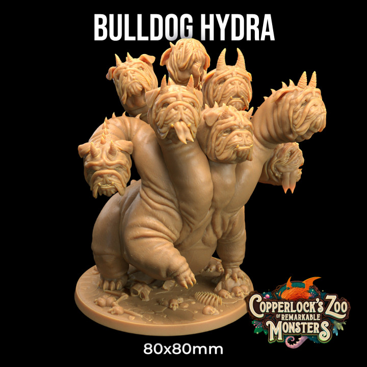 Bulldog Hydra | PRESUPPORTED | Doggos and Dragons | Copperlock's Zoo image
