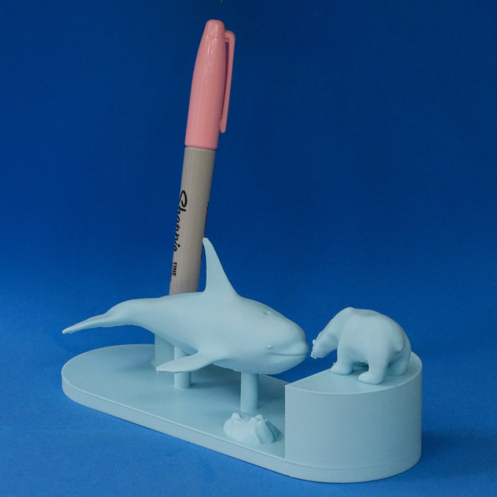 Orca and polar bear pen holder image