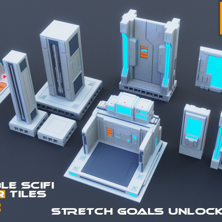 3D Printable SciFi OpenLOCK Compatible Tiles for Gaming Vol 3 image