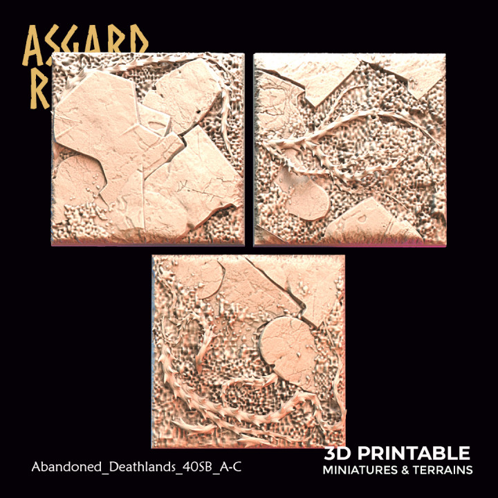 Abandoned Deathlands - 3x 40mm Square Base /Pre-supported/