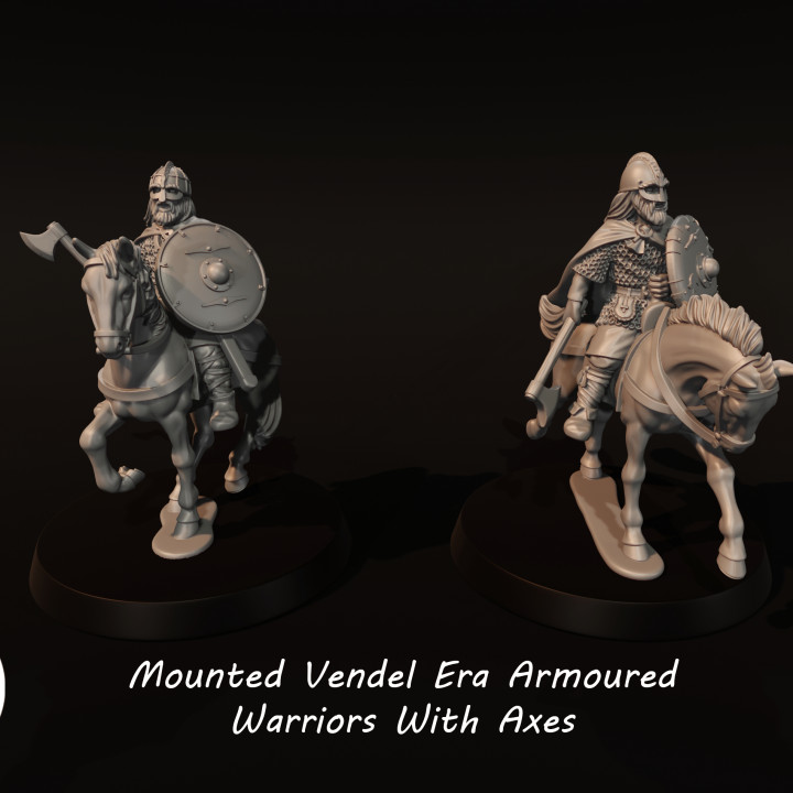 3D Printable Mounted Vendel Era Armoured Warriors With Axes by Medbury ...