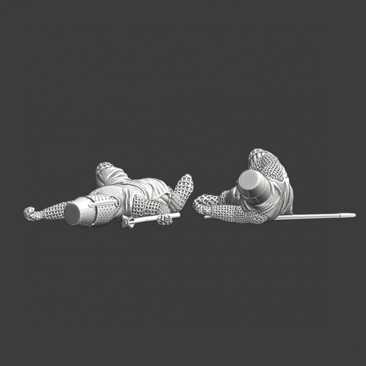 Two wounded knights - lying on ground image