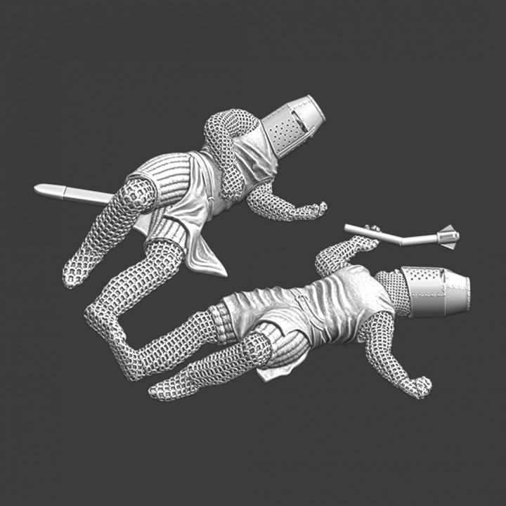 Two wounded knights - lying on ground image