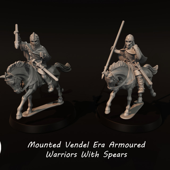 Mounted Vendel Era Armoured Warriors With Spears image