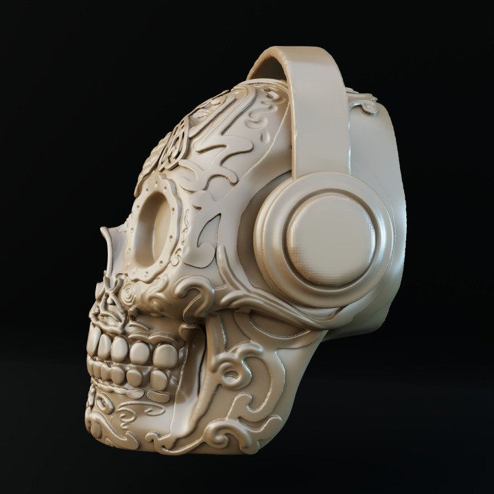 Mexican Skull with Head Phones