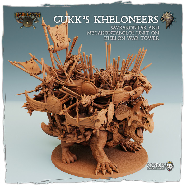 Khthones Gukk's Kheloneers, Sávrakontar and Megakontabolos Unit on Khelon War Tower image