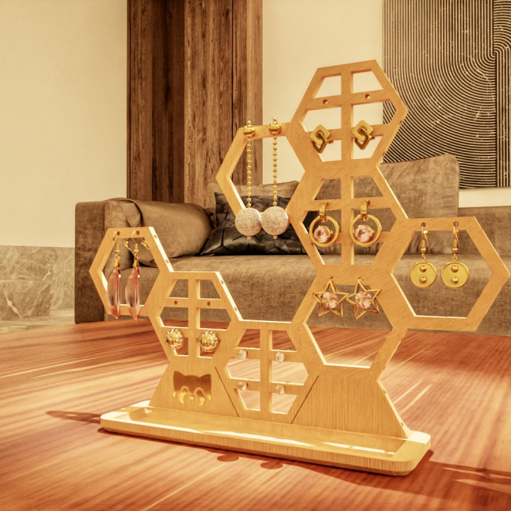 Hexagonal Modular Earring Holder image