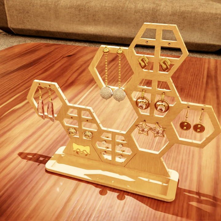 Hexagonal Modular Earring Holder image