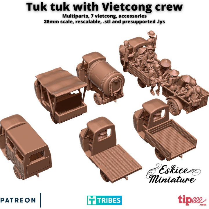 Tuk tuk with Vietcong crew - 28mm