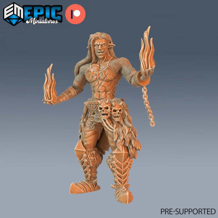 Fire & Wind Genasi Team Magic / Humanoid Warrior / Female Air Genie / Male Flame Handler / Magical Elemental image