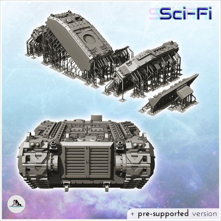 Imperial Raptor tank with front blade (infantry transport version) (29) - Future Sci-Fi SF Post apocalyptic Tabletop Scifi Wargaming Planetary exploration RPG Terrain