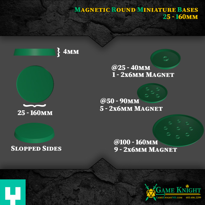 Wargaming Round 2x6mm-Magnetic Miniature Bases image
