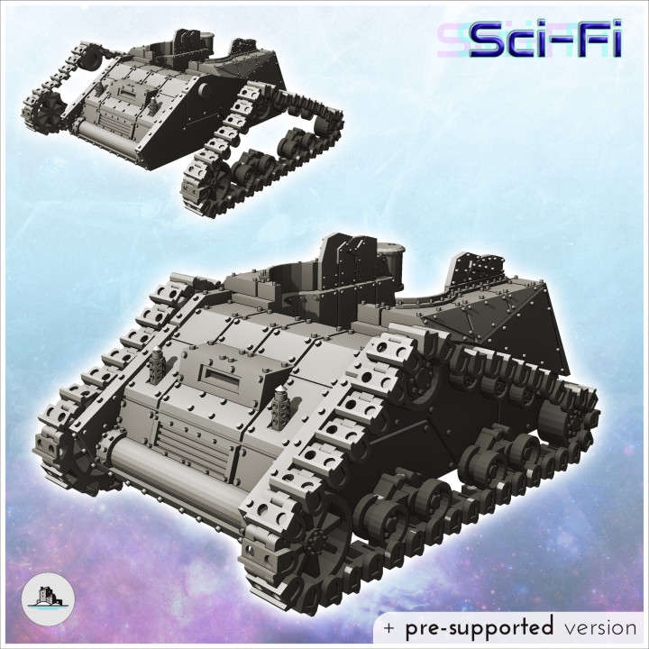 Krusha Ork troop transport tank with triangular tracks (22) - Future Sci-Fi SF Post apocalyptic Tabletop Scifi Wargaming Planetary exploration RPG Terrain image