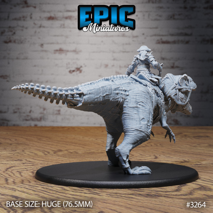3D Printable Cursed Captain T-Rex Mount / Ancient Dinosaur Rider