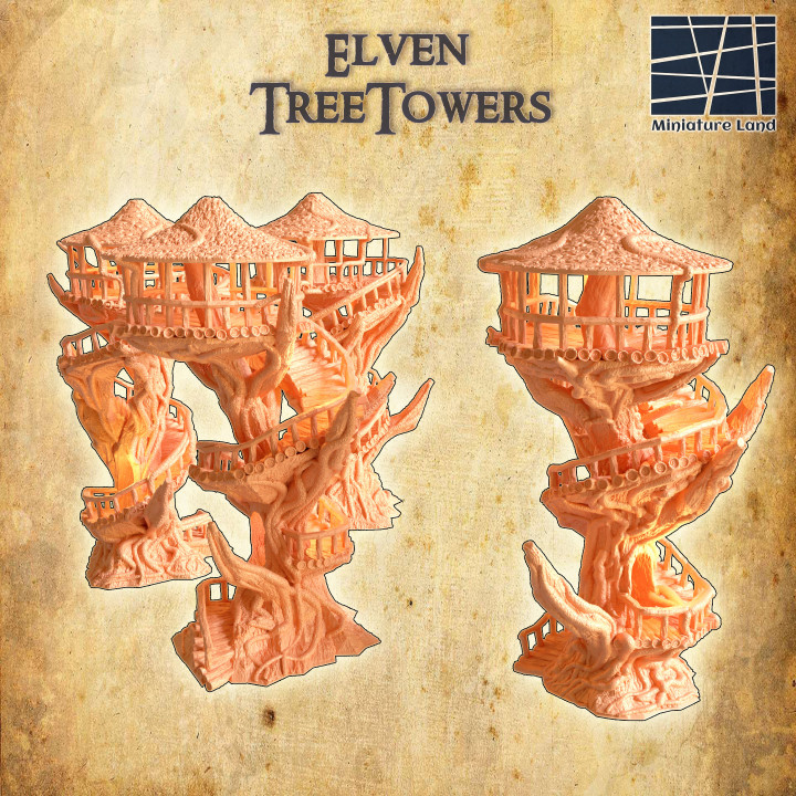 Elven TreeTower - Tabletop Terrain - 28 MM image