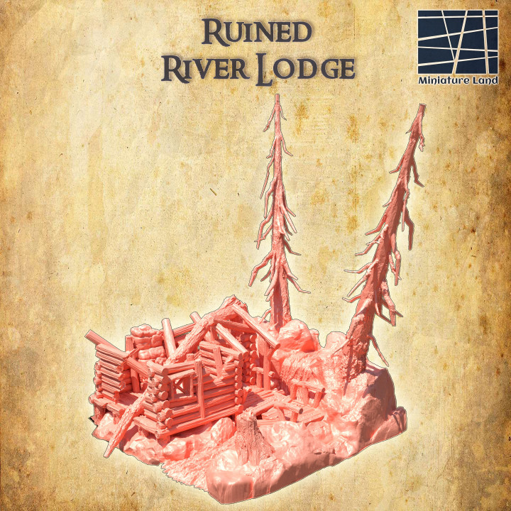 Ruined River Lodge - Tabletop Terrain - 28 MM image