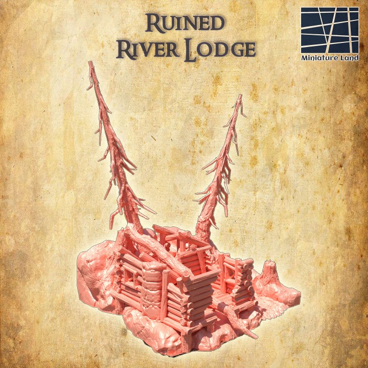 Ruined River Lodge - Tabletop Terrain - 28 MM image