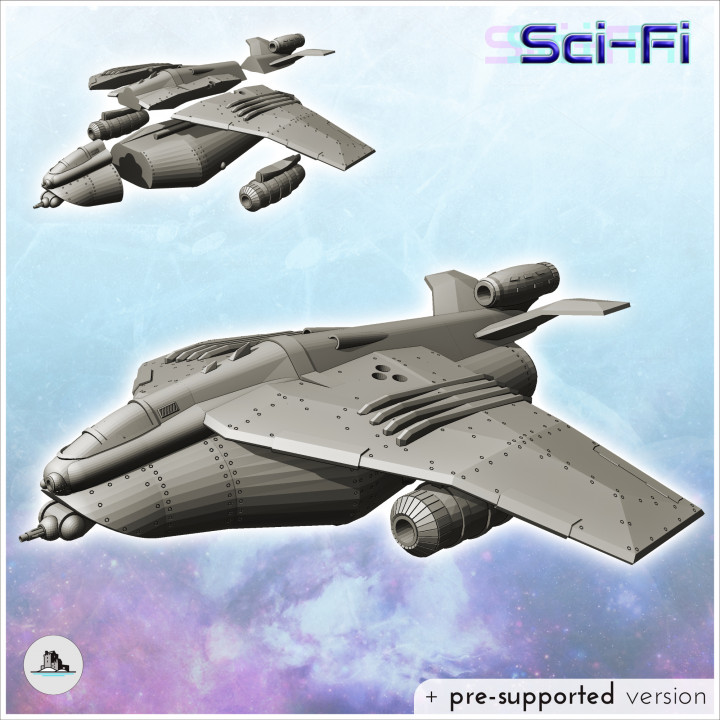 Voidstalker dropship spaceship (2) - Future Sci-Fi SF Post apocalyptic Tabletop Scifi Wargaming Planetary exploration RPG Terrain image