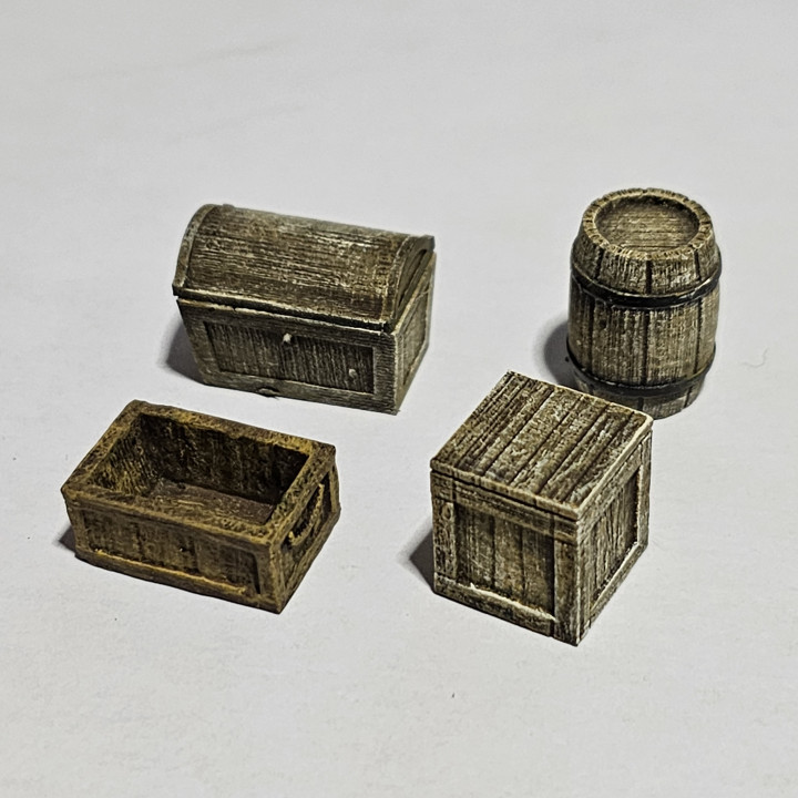 Barrel, Crates and Chest