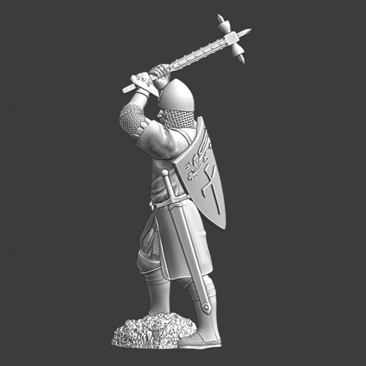 Medieval Crusader Knight with two-handed warhammer