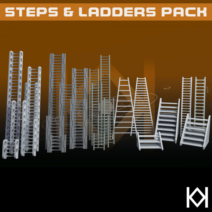 3D Printable Steps And Ladders Pack By Kathy Millatt Modelling