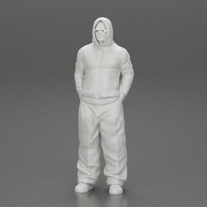 2 Gangster homie in hoodie standing with hands in pockets