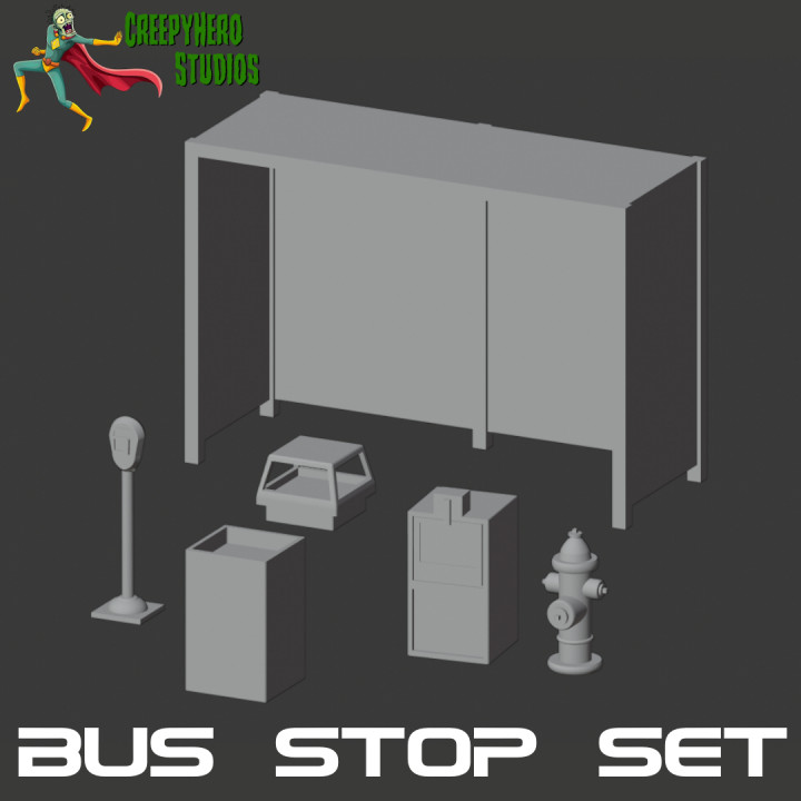 Modern Bus Stop Set