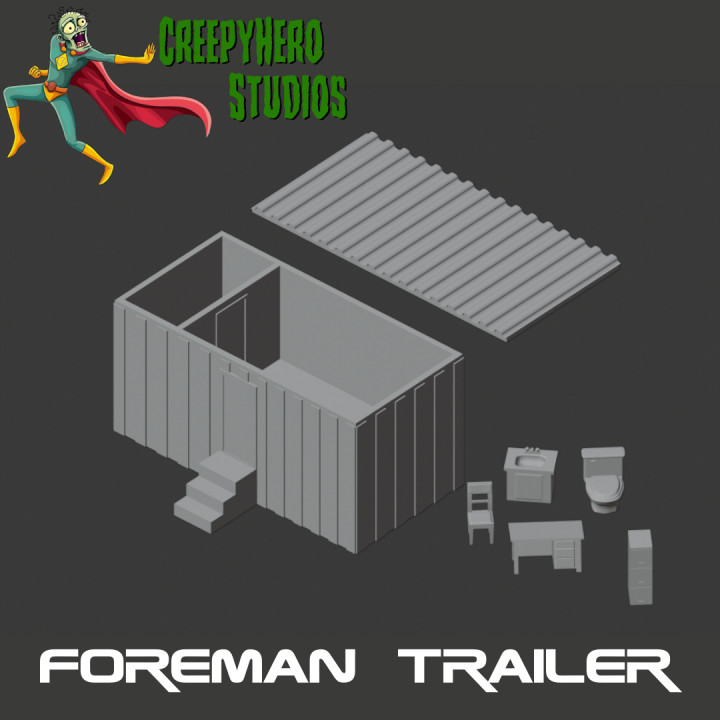 Modern Construction Site Foreman's Trailer Set image