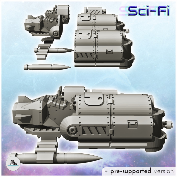 Gravity motorcycle with double barrels (7) - Future Sci-Fi SF Post apocalyptic Tabletop Scifi Wargaming Planetary exploration RPG Terrain