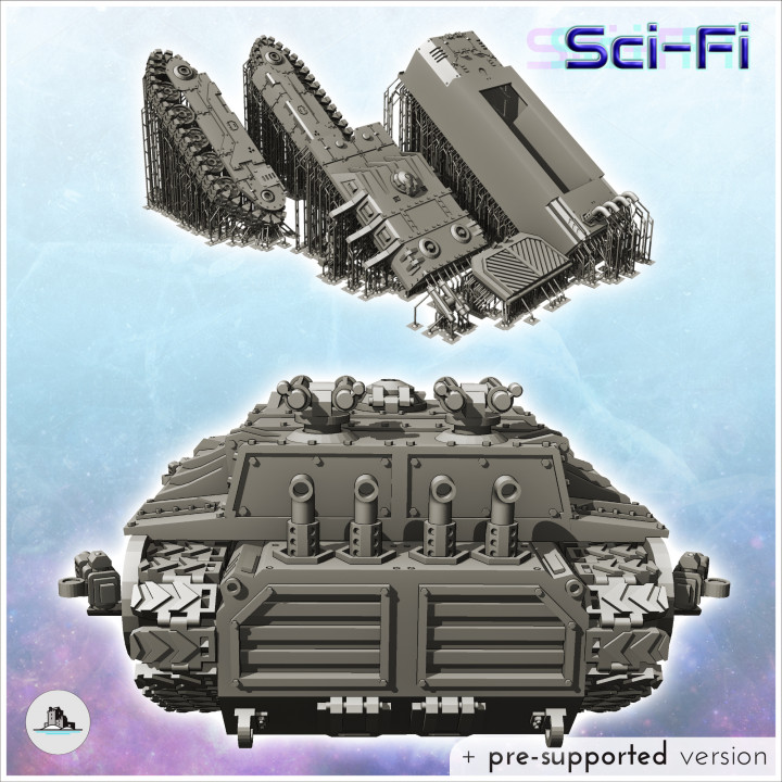 Imperial tank with armoured windows and internal access hatch (8) - Future Sci-Fi SF Post apocalyptic Tabletop Scifi Wargaming Planetary exploration RPG Terrain