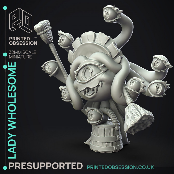 Lady wholesome - Eye Terror Maid -  PRESUPPORTED - Illustrated and Stats - 32mm scale image