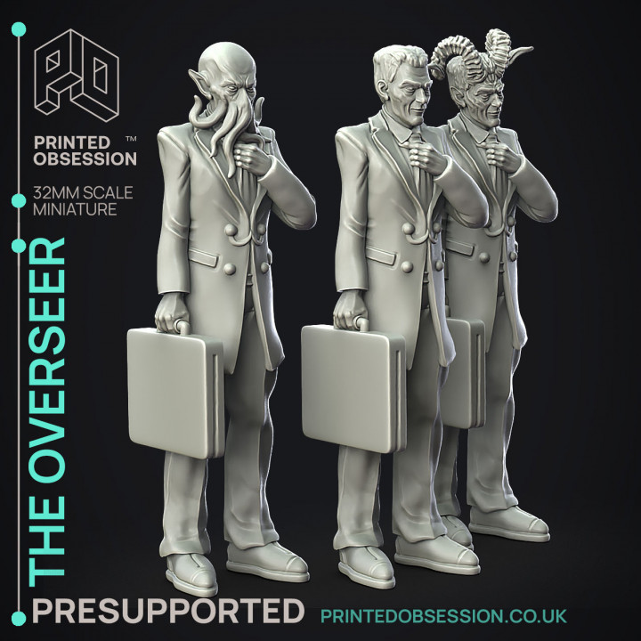 The Overseer - Boss Man - 3 models -  PRESUPPORTED - Illustrated and Stats - 32mm scale image