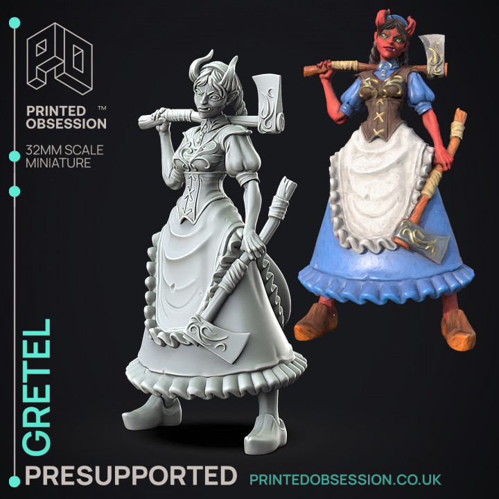 Hansel & Gretel - 2 Models -  PRESUPPORTED - Illustrated and Stats - 32mm scale image