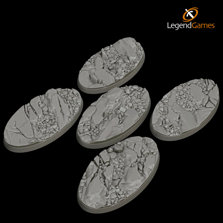 LegendGames Natural Stone Bases - 75x42mm Oval x5