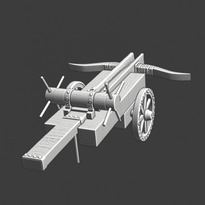 Medieval bow powered catapult image