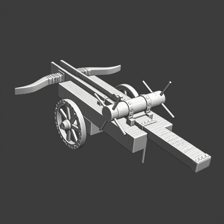 Medieval bow powered catapult image
