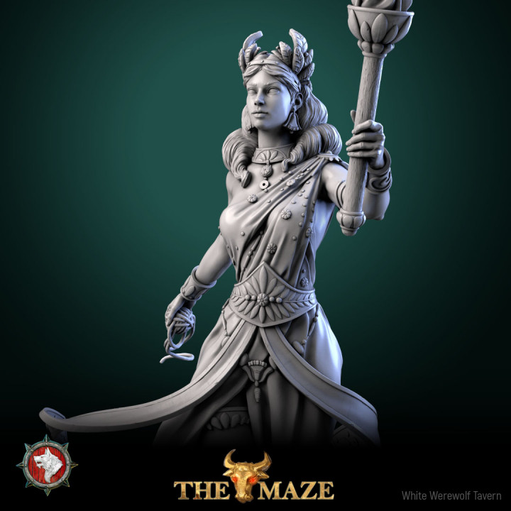Ariadne 32mm and 75mm miniature pre-supported + dnd 5e stats block image