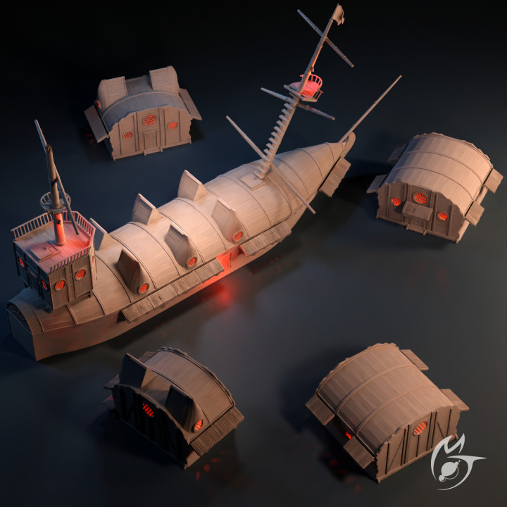 Pirate Hall and Village Structure - modular OpenLOCK terrain image